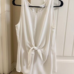 Liz Claiborne White Tie-Front Tank Top